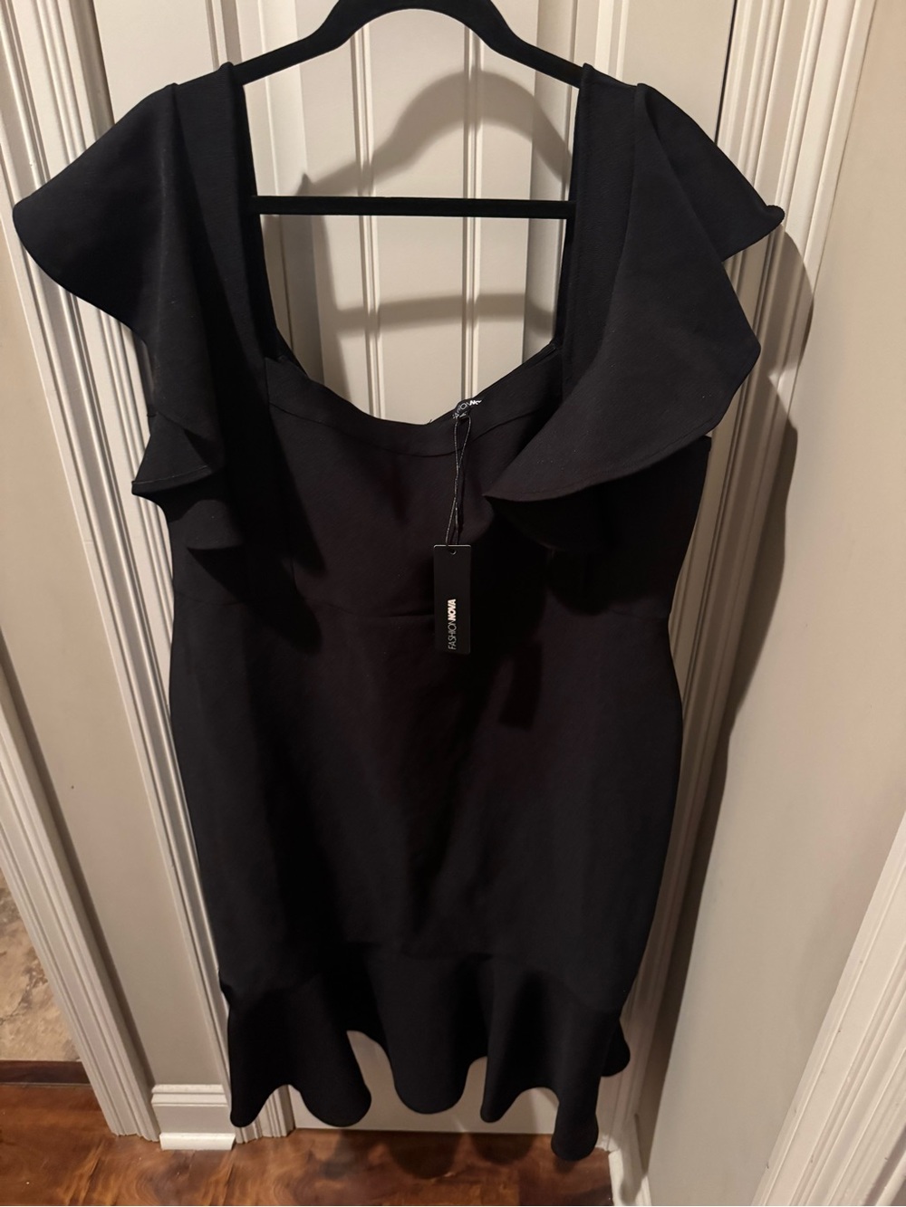 Fashion Nova Black Ruffle Sleeve Mini Dress